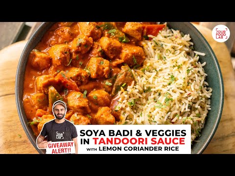 Soya Badi and Veggies in Tandoori Sauce with Lemon Coriander Rice