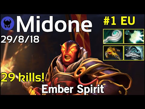 29 kills! Midone [Secret] plays Ember Spirit!!! Dota 2 7.21