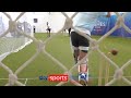 Nasser Hussain Bowled For A Golden Duck By Mitchell Johnson