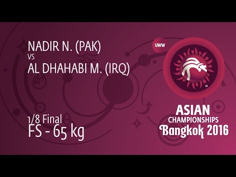 1/8 FS - 65 kg: M. AL DHAHABI (IRQ) df. N. NADIR (PAK) by FALL, 5-6