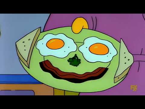 Homer and Bart eating breakfast loudly - The Simpsons