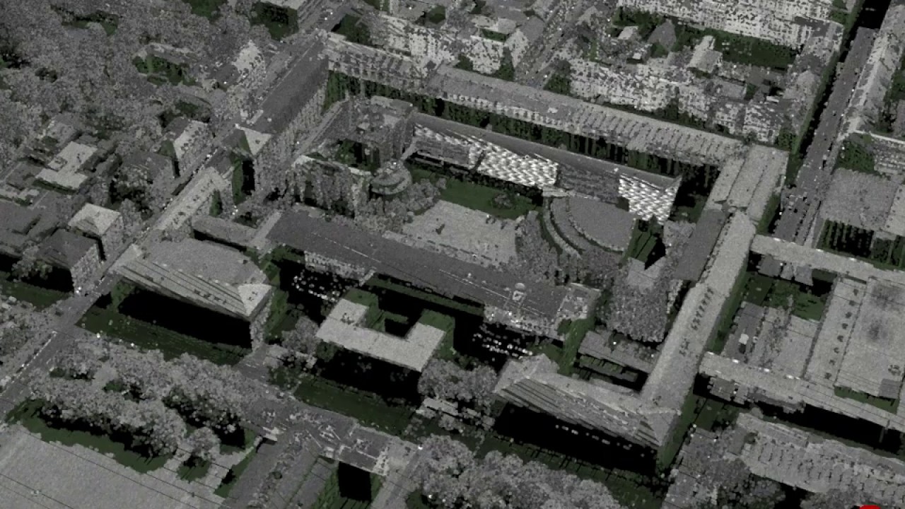 TUM-ALS-2006: Airborne Laser Scanning (ALS), Overlay of 4 scans, co-registered.