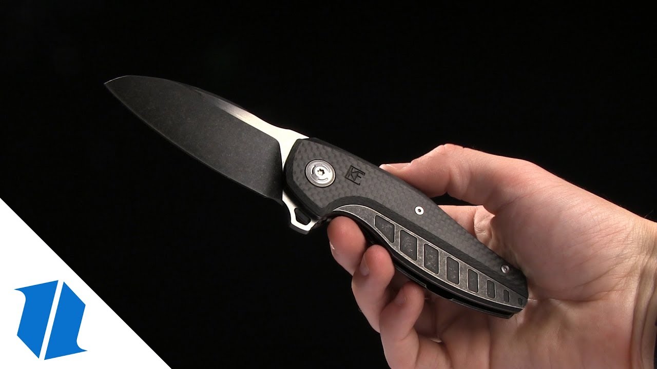 Custom Knife Factory Aich Frame Lock Knife Carbon Fiber/Ti (3.1" Black SW)