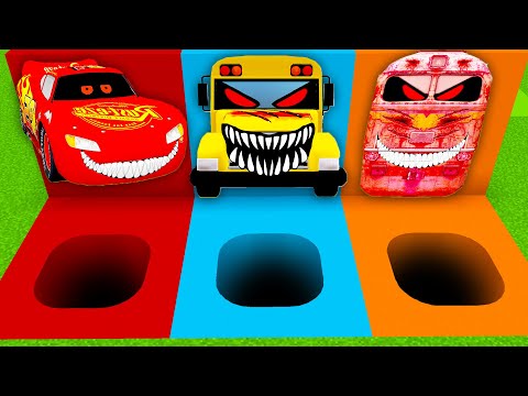 I found SECRET UNDERGROUND STAIRS to LIGHTNING MCQUEEN EXE and SCHOOL BUS EXE and SCARY METRO TRAIN