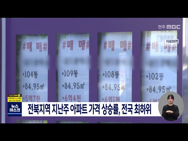 아파트 가격 상승 전국 최하위