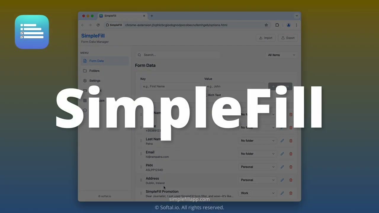 SimpleFill - Auto Form filler video preview