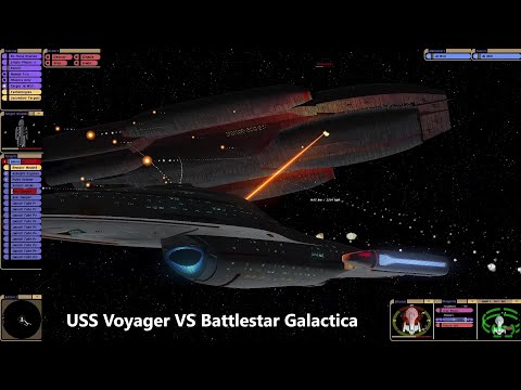 USS Voyager VS Battlestar Galactica | Viewer Request | Star Trek Bridge Commander Battle