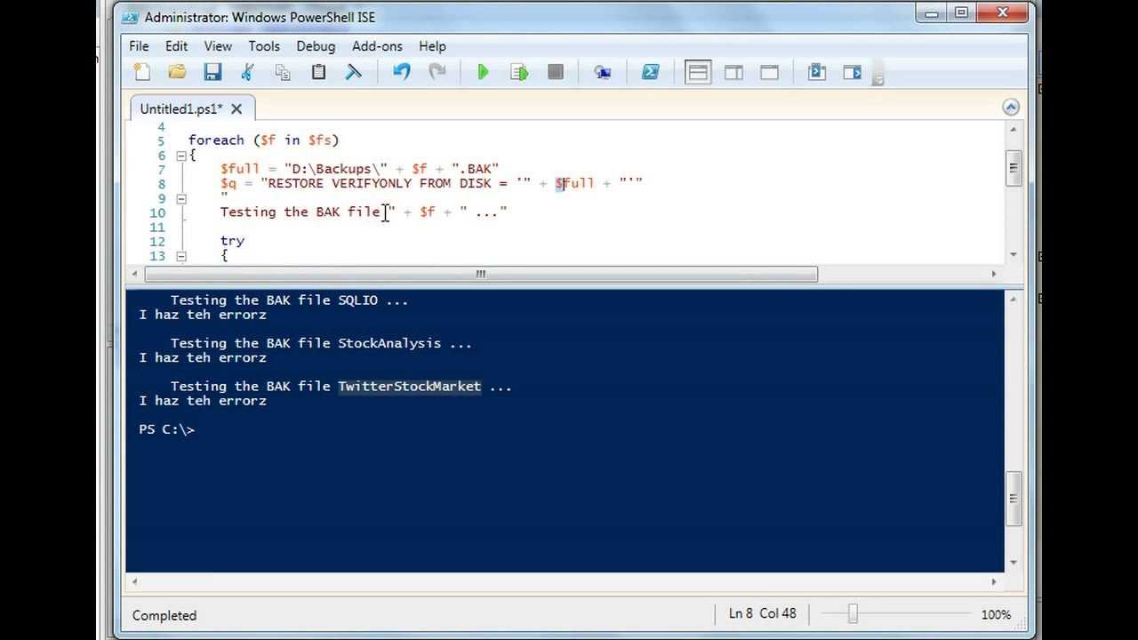 Powershell: Executing TSQL Tasks