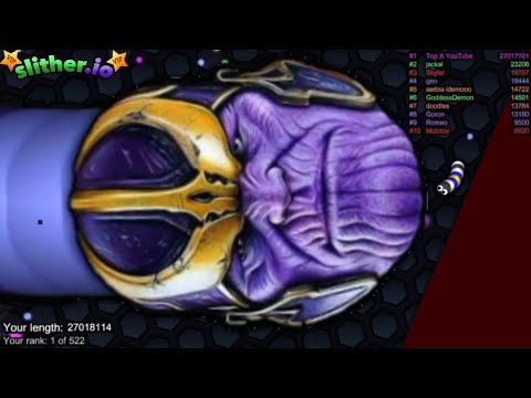 Slither.io A.I. THANOS Vs Tiny Pro Snakes - Epic Skin Slitherio Vip Gameplay - World Record