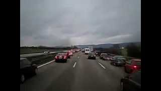 Amazing German Fire Truck Easing its Way Through Highway Traffic