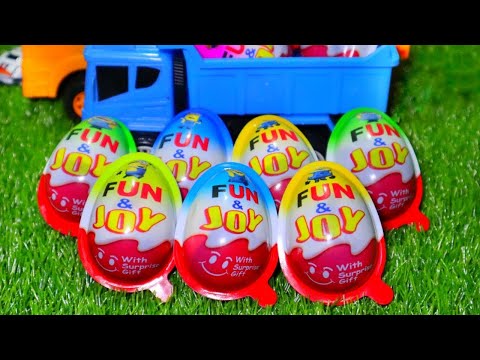 Cutting ASMR Kids | NEW! Yellow Colored Glitter Kinder Surprise Eggs Toys Opening A Lot Of Kinder J