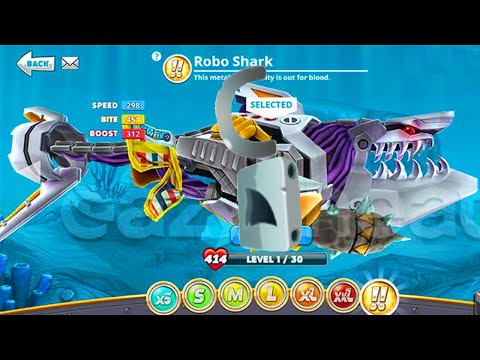 Hungry Shark World - New Robo Shark - All 30 Sharks Unlocked NO Hack Gems & Coins Mod