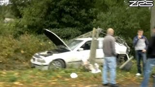 preview picture of video 'Wypadek Wolibórz 24.09.2013- Wycinka słupa- BMW E36'