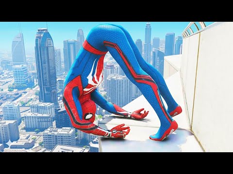 SPIDERMAN CRAZY JUMPS/FALLS (GTA 5 Spider-Man Fails) #66