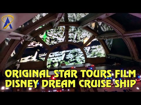 Original Star Tours film inside Star Wars: Millennium Falcon aboard Disney Dream cruise ship