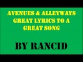 Rancid  avenues and alleyways lyrics