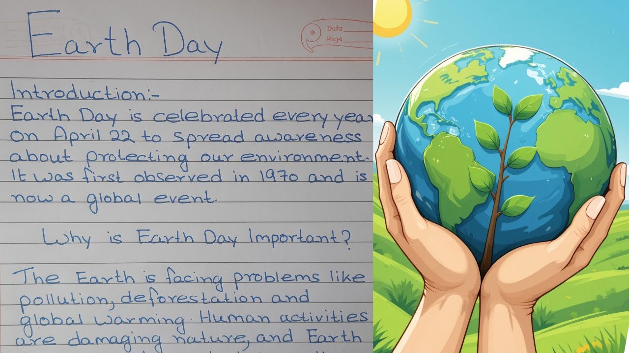 🌍 Earth Day Essay in English ✍️ | Importance of Earth Day | April 22 | Handwritten