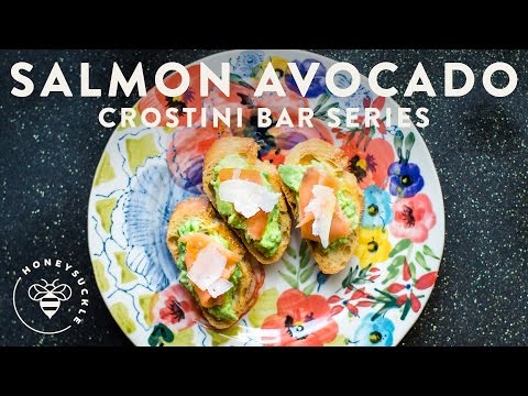 Crostini Bar 4/5 - Avocado with Smoked Salmon and Parmesan - Honeysuckle