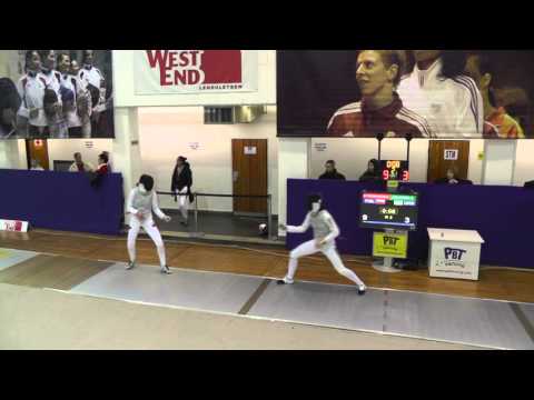 Fencing WC Women Foil Individual Budapest 2013 T32 piste yellow 03 SYNORADZKA Martyna POL vs LELEYKO Olga A  UKR