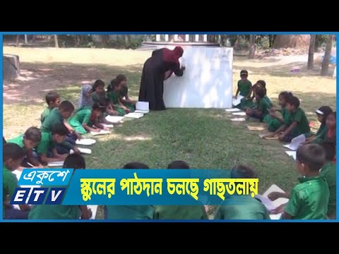 বাধ্য হয়েই পাঠদান চলছে গাছতলা ও বারান্দায়