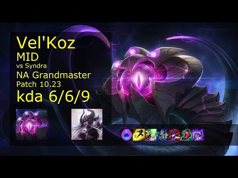 Vel'Koz Mid vs Syndra - NA Grandmaster 6/6/9 Patch 10.23 Gameplay