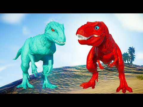 T-Rex Color Pack vs. I-rex, Spinosaurus, Indoraptor - Jurassic World Evolution Dinosaurs Fighting