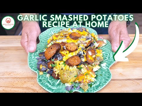 Crispy Garlic Smashed Potatoes Recipe | Quick Smashed Potatoes