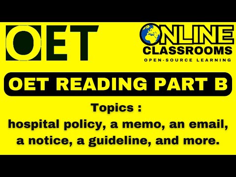 oet reading part B practice test | oet online classroom.