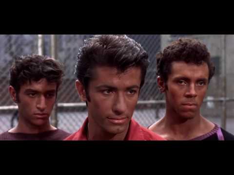 The Gangs fight in the street (West Side Story)
