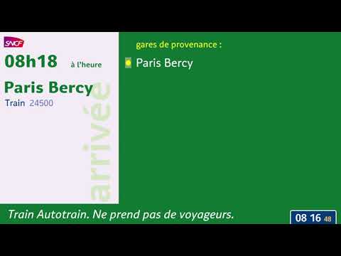 Annonce SNCF Autotrain 24500 Paris Bercy - Fréjus (Arrivée et annonces spéciales) [HD - Animé]