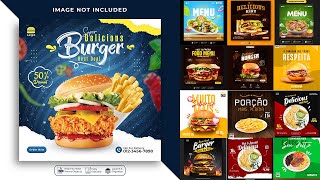 Food Menu and Restaurant Social Media Flyers Design How to Edit Photoshop Tutorials