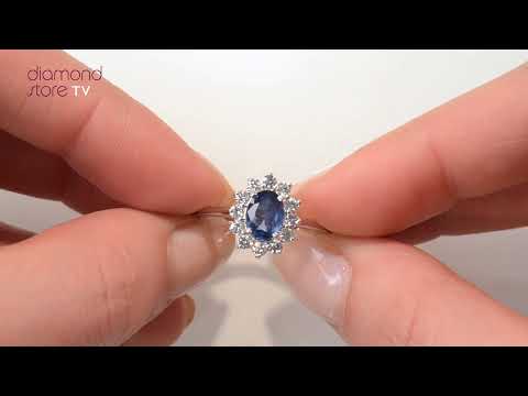 Sapphire 1.55ct And Diamond 0.50ct 18K White Gold Ring - FET26-UY