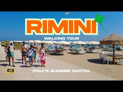 [4K] Rimini d’Estate 🌊 Passeggiata sul Lungomare tra Spiaggia, Sole e Piadine 🎡☀️