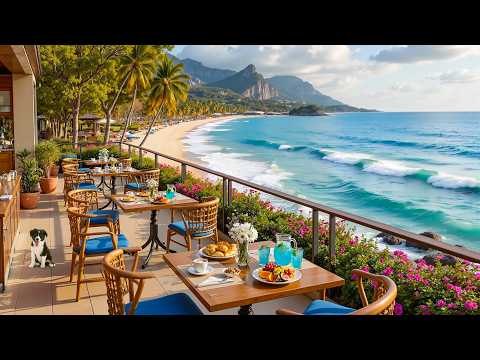Soothing Jazz on the Seaside Balcony Ambience 🌊 Relaxing Bossa Nova Jazz & Crashing Waves for Focus