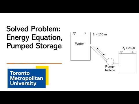 Fluid Mechanics Final Exam Question:  Energy Equation Analysis of Pumped Storage