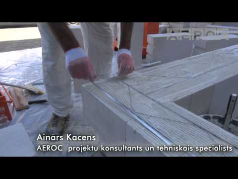 AEROC bloku sienas armēšana ar Murfor armatūru.