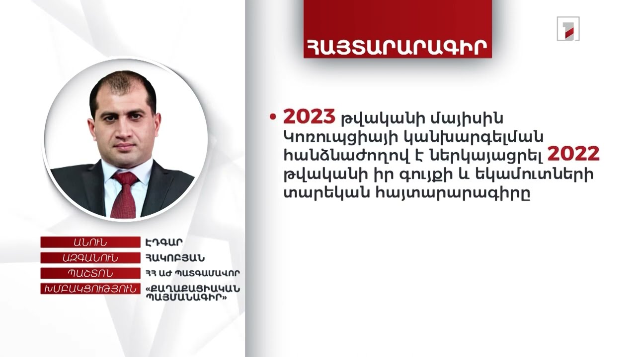 8 մլն դրամ տարեկան եկամուտ, 7 մլն դրամ կանխիկ. ՀՀ ԱԺ պատգամավոր Էդգար Հակոբյանի հայտարարագիրը