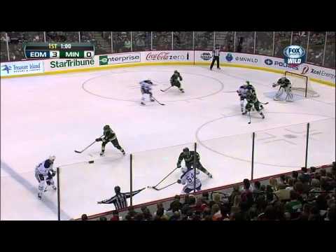 Corey Potter snapshot goal 3-0 April 26 2013 Edmonton Oilers vs Minnesota Wild NHL Hockey