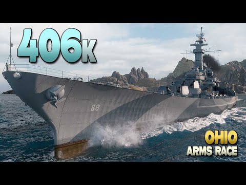 Battleship Ohio: Huge +400k on map Land of Fire - World of Warships