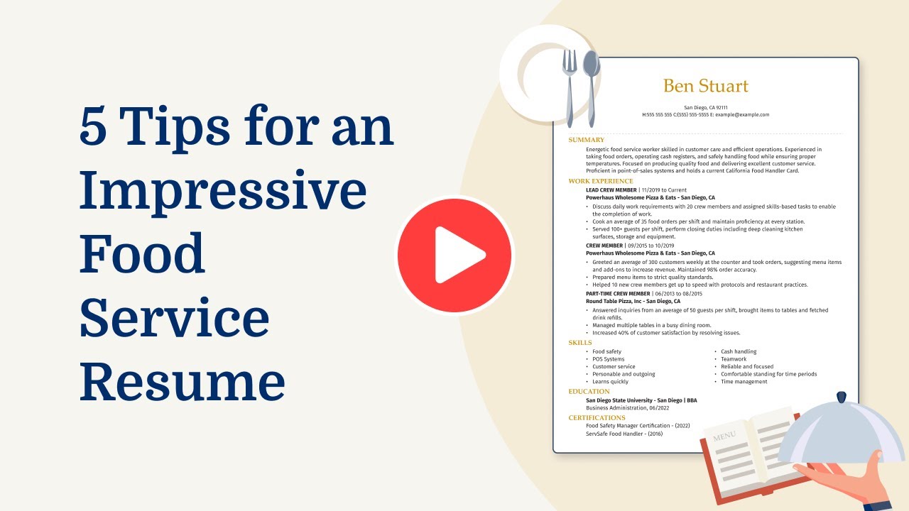 5 Tips for an Impressive Food Service Resume
