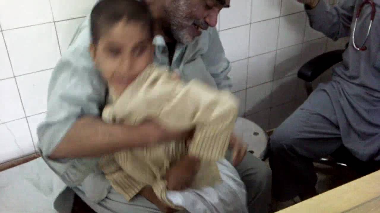 scared child from injection in DR FAISAL KHANs clinic
