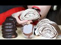 ASMR CHOCOLATE CREPE ROLL CAKE HAAGEN DAZS ICE CREAM BARS Eating Sounds No Talking
