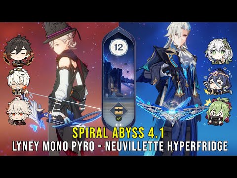 C0 Lyney Mono Pyro and C0 Neuvillette Hyperfridge - Genshin Impact Abyss 4.0 - Floor 12 9 Stars
