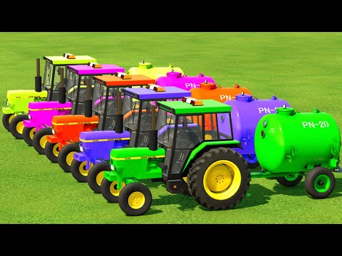 LOAD & TRANSPORT, SPREDING WITH JOHN DEERE COLORED TRACTORS - Farming Simulator 22