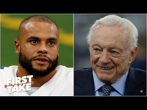 第一時間討論達克-普雷斯科特與傑裡-瓊斯之間的槓桿轉變。 (First Take discusses the leverage shift between Dak Prescott & Jerry Jones)