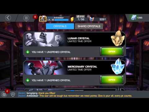 Marvel Contest of Champions crystal bundle Symbiotic Lunar Mercenary opening