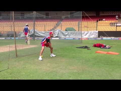 Virat Kohli takes the speed catching test