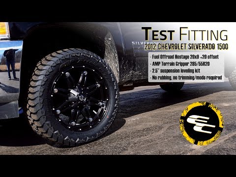 Test Fitting - Leveled 2012 Chevy Silverado 1500 w/ 20\" Fuel Hostages & 32\" Amp Terrain Grippers
