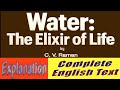 Water The Elixir Of Life By C V Raman Complete Text Explained In English