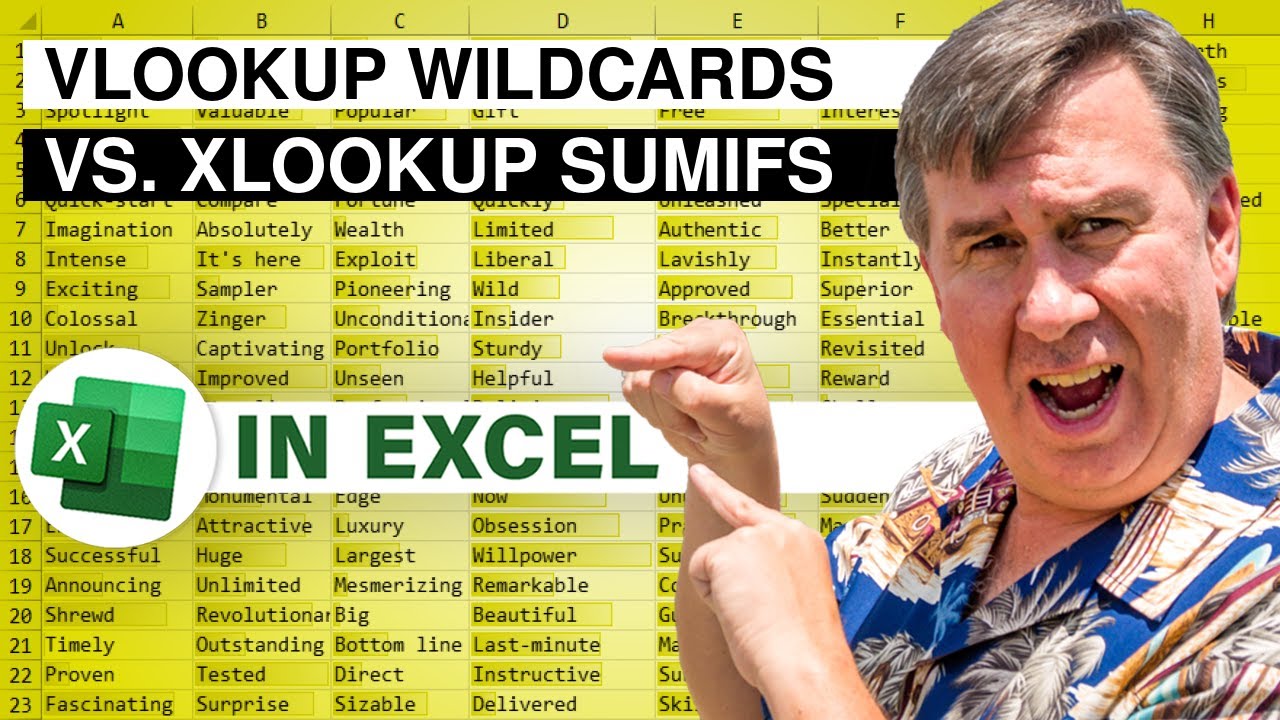 Wildcards in Excel VLOOKUP XLOOKUP and SUMIFS - 2512